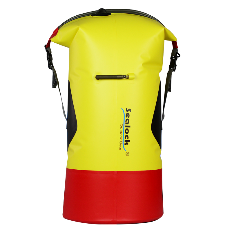 Ransel Kering Anti banyu kanthi Zipper Kedap Udara lan Katup Udara kanggo Kayaking